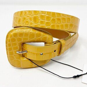 VERONICA BEARD | Elsy Embossed Leather Belt Saffron Yellow